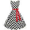 Retro Women's Polka Dot Sleeveless Swing Dress with Bow Tie Waist