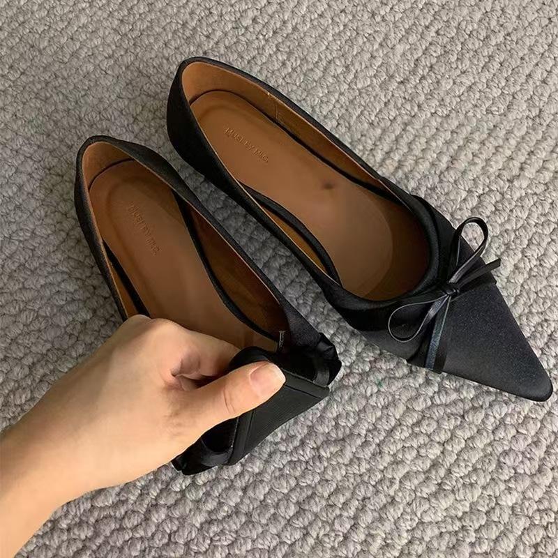 Xianfeng pointed single shoes temperament with skirt bow with skirt thin versatile ladyshoes tide