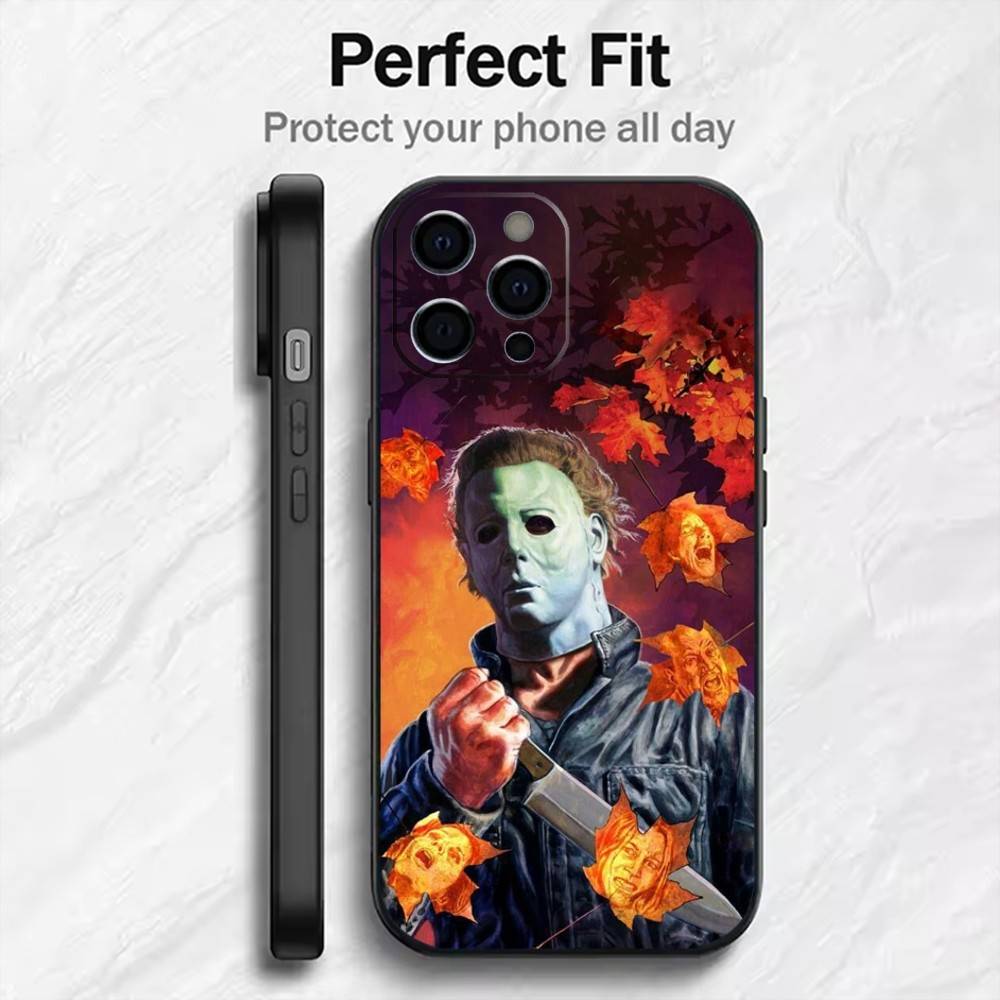 Terrifying M-Michael M-Myers Phone Case For iPhone17,16,15,14,13,12 Plus,Max Soft Silicone Black Cover