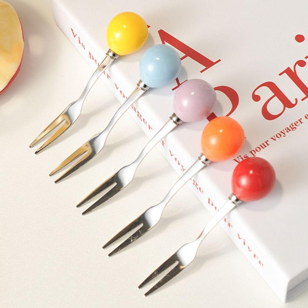 Portable Dessert Fork with Holder Creative Fruit Fork with Storage Jar  Household