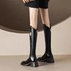 French Style V-knee Long Boots Women's Autumn Winter 2024 New Versatile British Style Boots Thick Soles High Heels