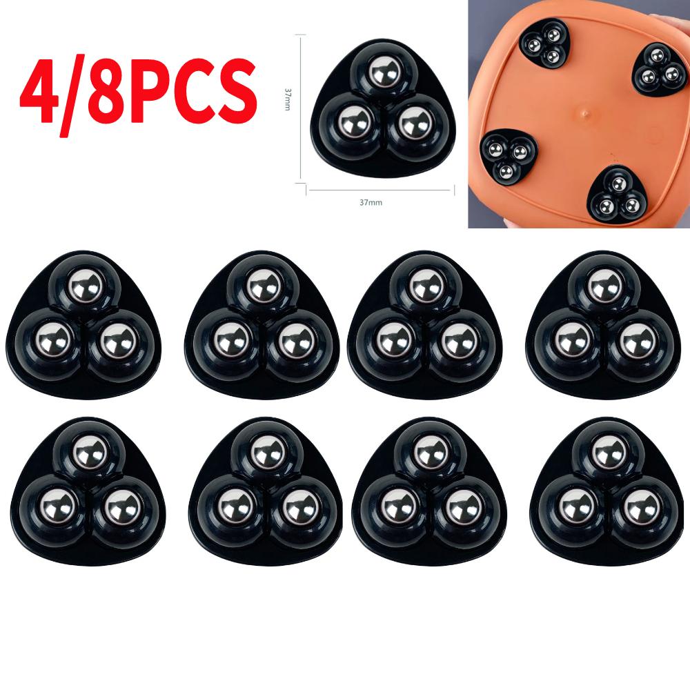 4/8pcs Heavy Duty Furniture Casters Mute Rollers For Furniture Self Adhesive 3 Beads Ball Wheels 360° Rotating Wheels for Home