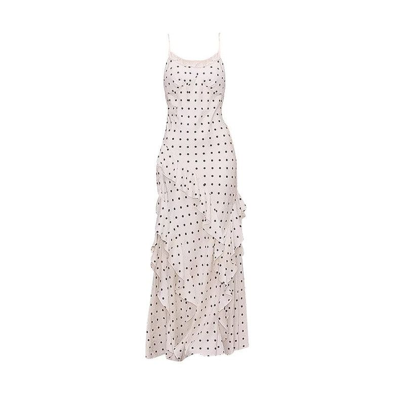 Korean Style Outfit Set Polka Dot Dress for Women 2026 Spring/Summer Slimming Commuter High-End Black Blazer Off-White Dress with Ribbon S