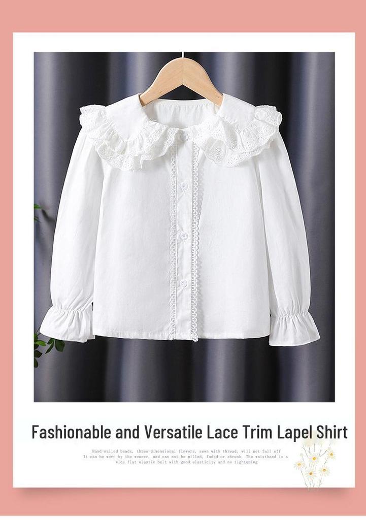 Premium Girls' 100% Cotton Long-Sleeve Shirt - School Style for Spring/Autumn 2026