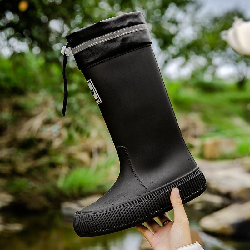 New Fashion High Tube Thick-soled Rain Boots Women's Outer Wear Bundle Non-slip Water Shoes Warm Rain Shoes Waterproof Glue Shoes Fashion