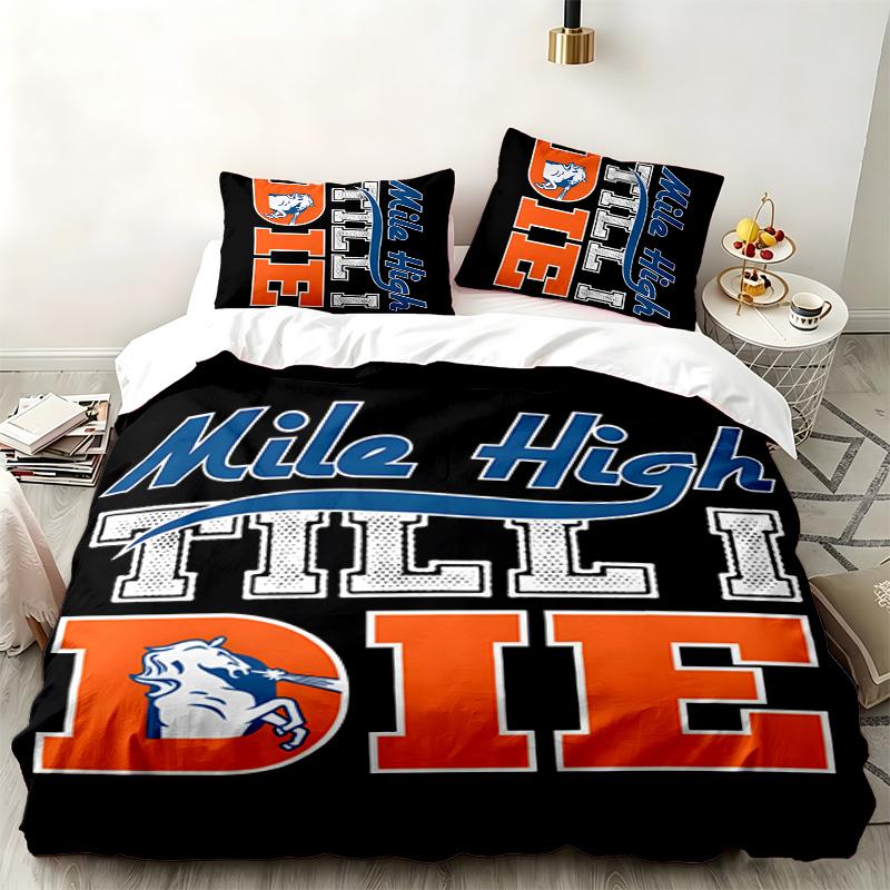 Denver Broncos 3pc Set Perfect for Bedroom Use Comfortable Bedding Set Includes a Duvet Cover and Two Pillowcases Ideal Birthday or Christmas Gift