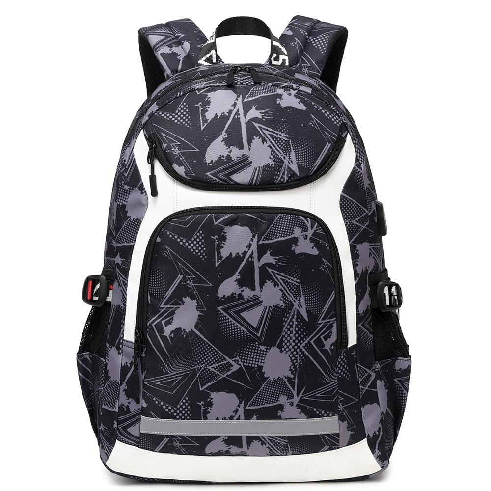 Graffiti Print Backpack with Reflective Strip,Back To School Bag for Boys Girl USB Men Women Laptop Backpack For College student