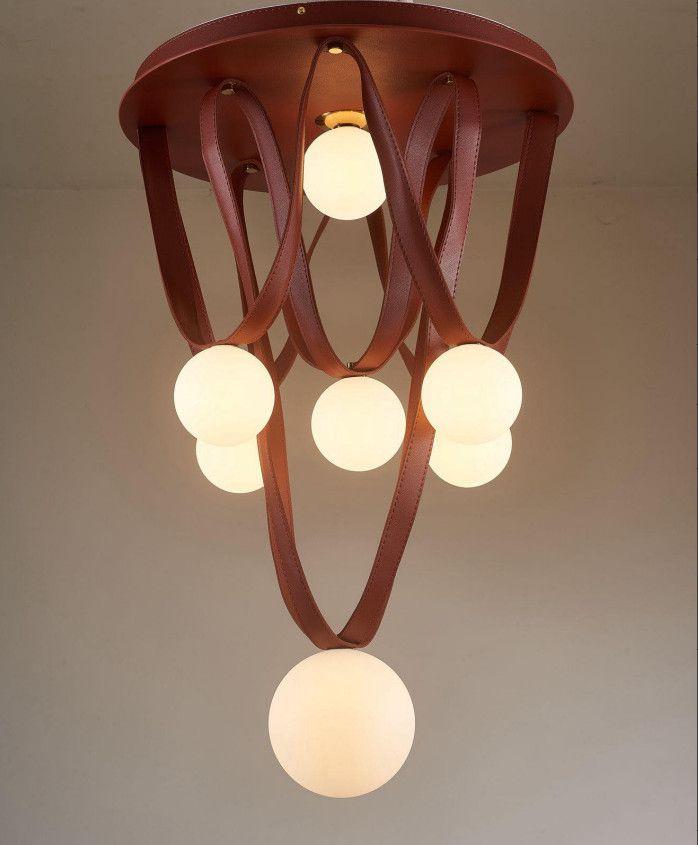 

Италия Дизайнерский Ремень Потолочный Светильник Лофт Гостиная Столовая Скандинавский Современный Светодиодный Роскошная Люстра Линии Кожаный Ремень Подвесной Светильник