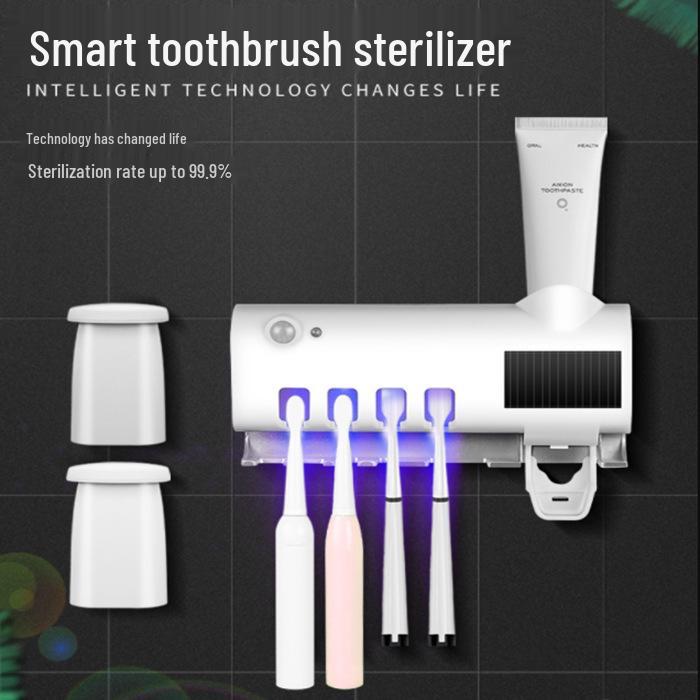 Smart UV Toothbrush Sterilizer & Wall-Mounted Toothpaste Dispenser