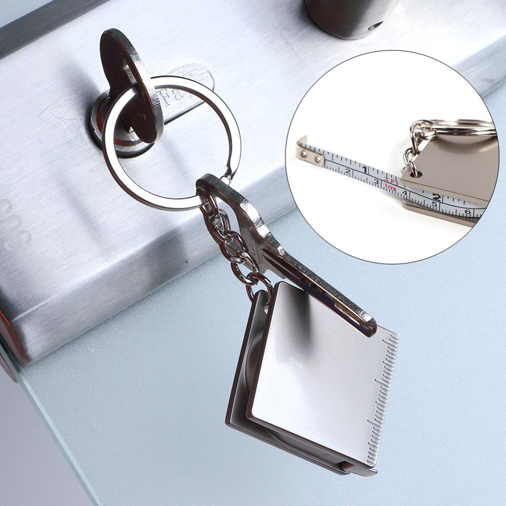 1PC Stainless Steel Retractable Ruler Tape Keychain Measuring Gauging Tools Keyring Pull Ruler