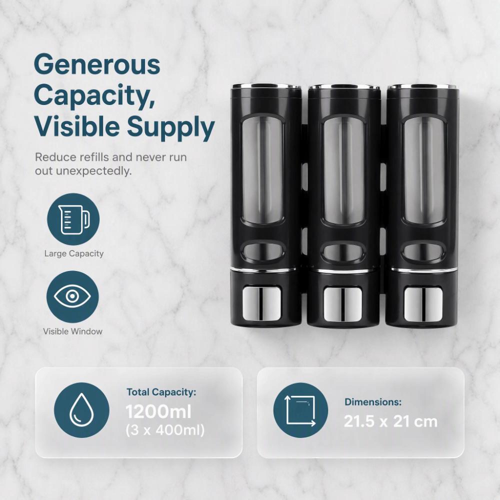 White Black Shampoo Dispenser Plastic Body Wash Dispenser Convenient Soap Dispenser Home Hotel