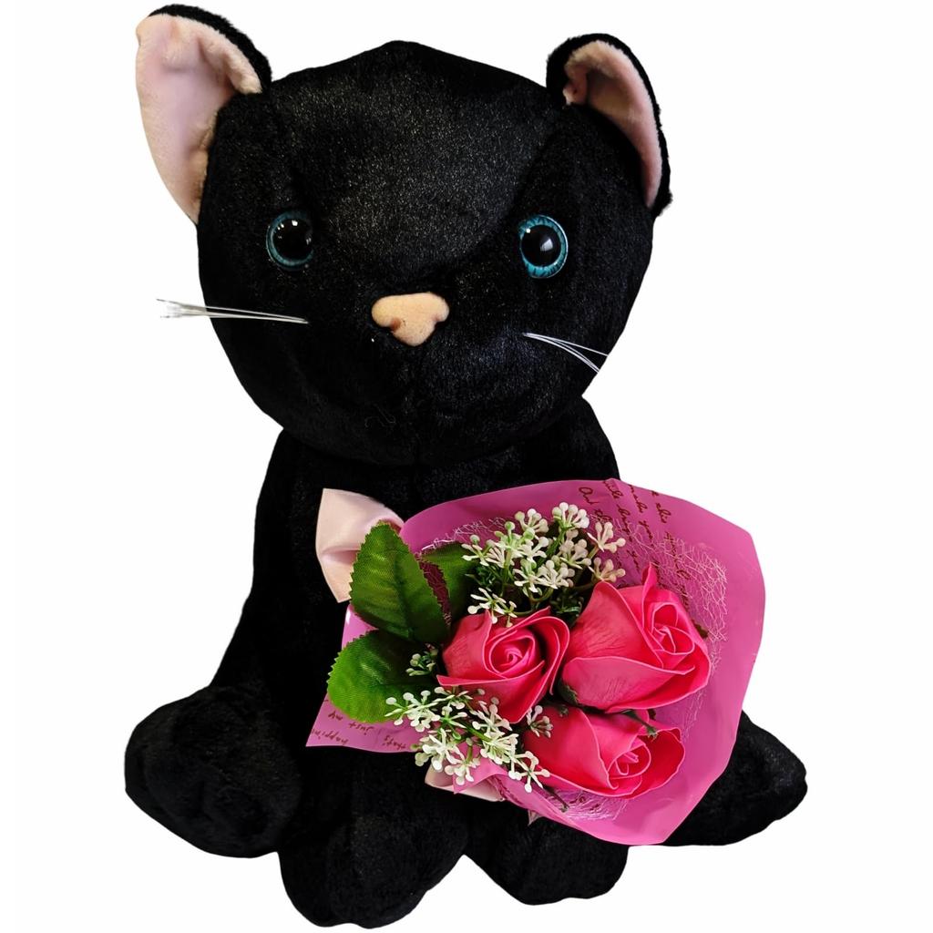 Plush Warm and Fluffy Black Kuroneko Perfect As a Gift or 761614 Q-FLA Toy, Kitten, Cat, Animal, Celebration,
