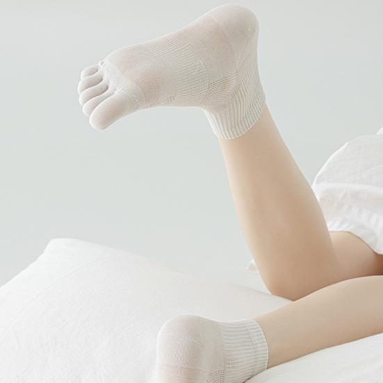 1 Paire Chaussettes Cinq Doigts Femme Ultra-fines Respirantes Absorbantes de Sueur Tube Moyen