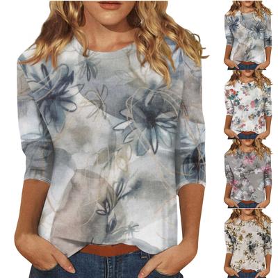 3/4-Ärmel-Shirts für Damen, süße Oberteile, grafische T-Shirts, Blusen, lässig, Übergröße, Basic-Oberteile, Pullover