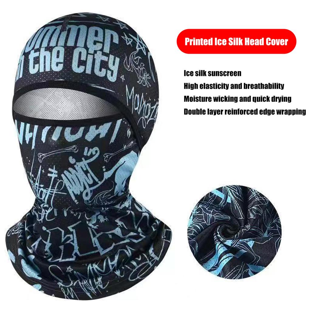 Summer Cool Balaclava Ice Silk Cycling Full Face Cap Sun Anti-UV Protection Sports Face Cover Headwear Bike Motorcycle Men's Hat