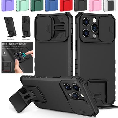 Pouzdro držák brnění pro IPhone 15 Pro Max 14 Plus 13 12 11 Pro X XS Max XR SE 2022 Kryt Posuvný Ochranný Objektiv Stojánek Nárazuvzdorný Plný Kryt