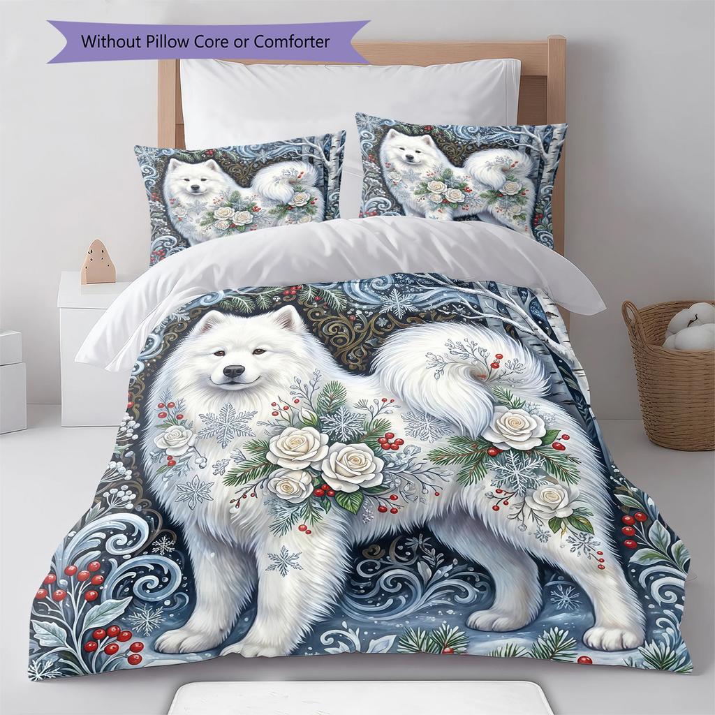 Floral Art Animals Pattern Bedding,Quilt Set Quilt Cover Pillowcase Home Birthday Gift (1 * Duvet Cover + 2 * Pillowcase, Without Core)
