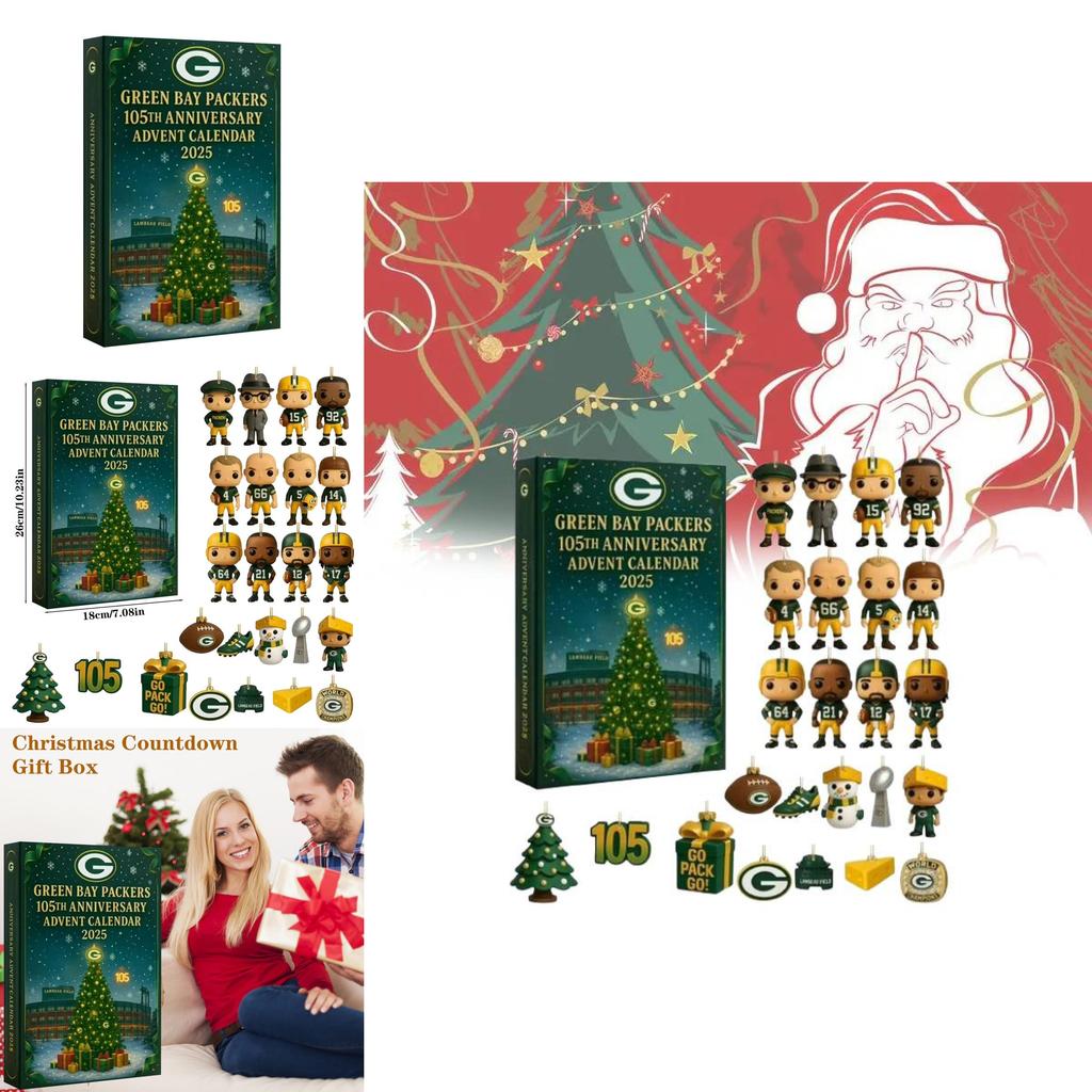 Calendar Advent Aniversar Green Bay Packers Decor Acrilic de Crăciun Cadou Pentru Fanii Sportului