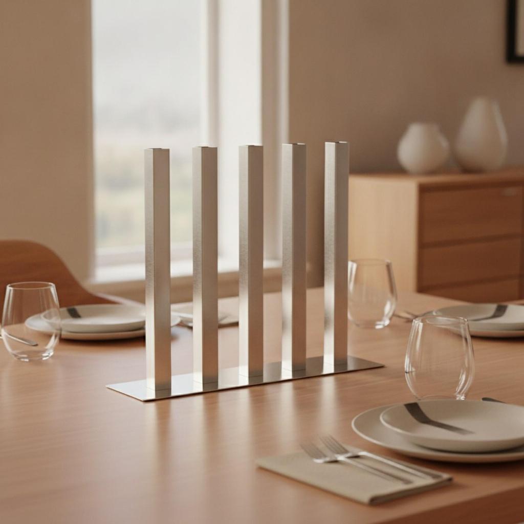 5 Pieces Slim Slender Metal Tabletop Vase Modern Tall Square Tube for