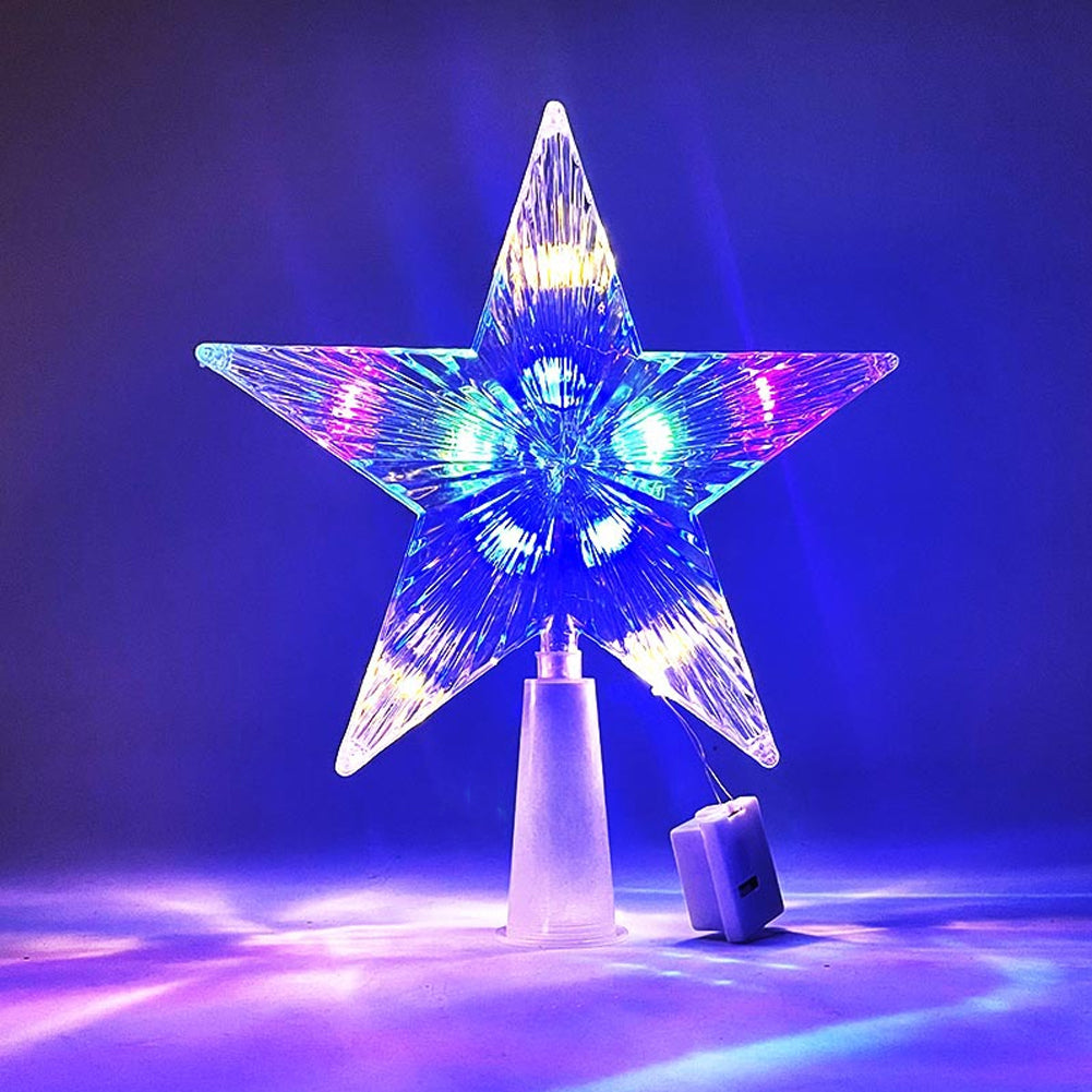 Glowing Christmas Tree Topper Xmas Tree Transparent Star with LED Light Tree Decorations for Home Xmas Ornaments Navidad Props
