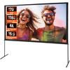 Projector Screen with Stand, 120 Inch 16:9 4K 1080 HD Outdoor Movie Screen with Stand, Wrinkle-Free Projection Screen with Bar Feet and Carry Bag, for