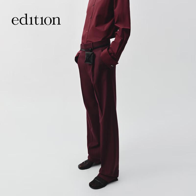 

Брюки прямого кроя из тонкой шерсти цвета бургунди BE1PAT038 M