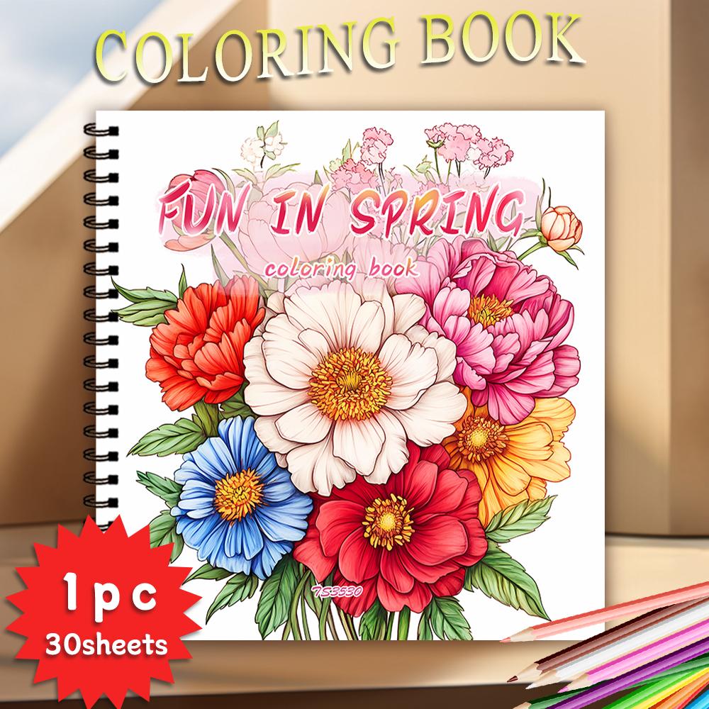 

Adult Coloring Book - 30 Sheets Women s Spiral Coloring Book, 8.3X 8.3 Inches, Drawing Book, Birthday Gift, Holiday Party Gift