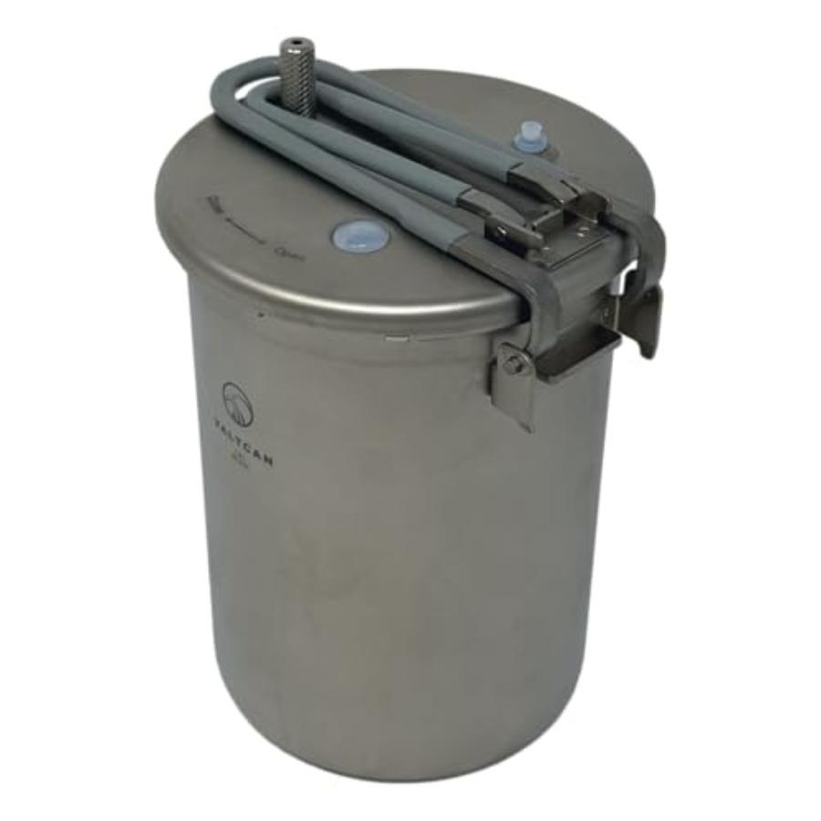 Titanium Pressure Cooker Pot 1800ml Camping PFAS-Free No Coating Grade 1 Ultralight Rice Cooker with Locking Lid for Backpackin