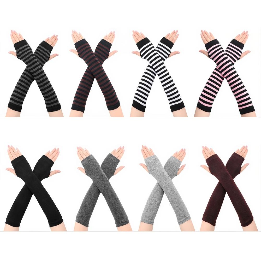 Ladies' 8-pair arm sleeves, 13-inch fingerless gloves, long gloves, winter full-finger knitted arm sleeves