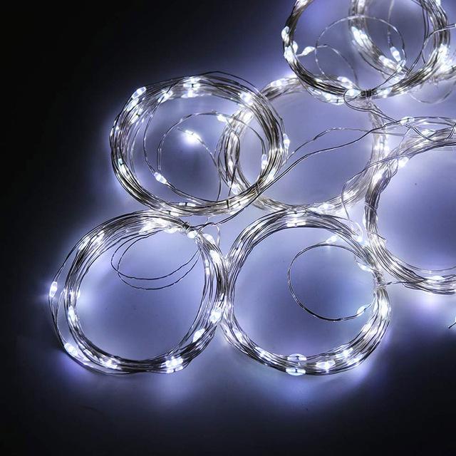 

Солнечные светодиодные гирлянды из медной проволоки - Рождественские гирлянды-водопады, гирлянды-сосульки для создания атмосферы звездного неба USB-3*1m-100 lights with remote