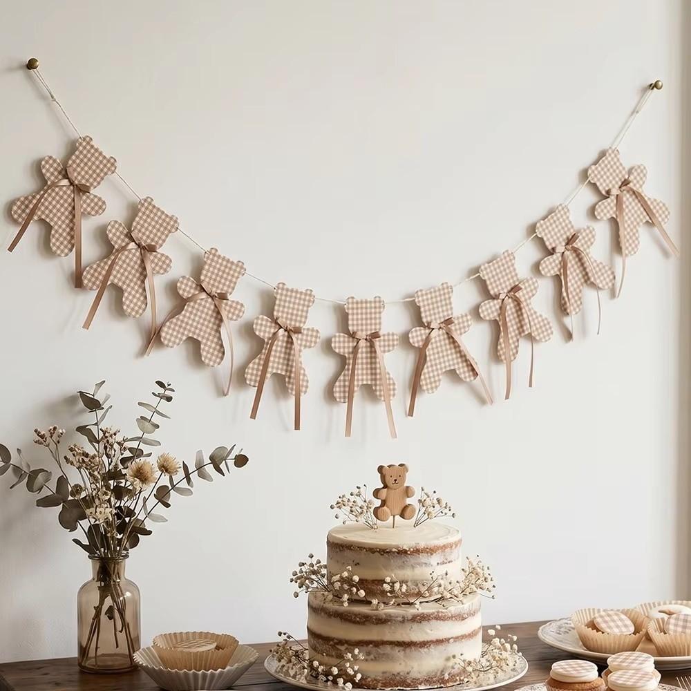 Retro Neutral Duschbanner Dekorationen Bär Boho Wanddekorationen Girlande Papier Geburtstagszubehör Wir Können Es Kaum Erwarten Party