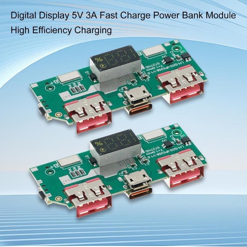 2Pcs 5V 3A Digital Display Lithium Battery Fast Charging Module IP5356 TYPE C USB Mobile Power Motherboards