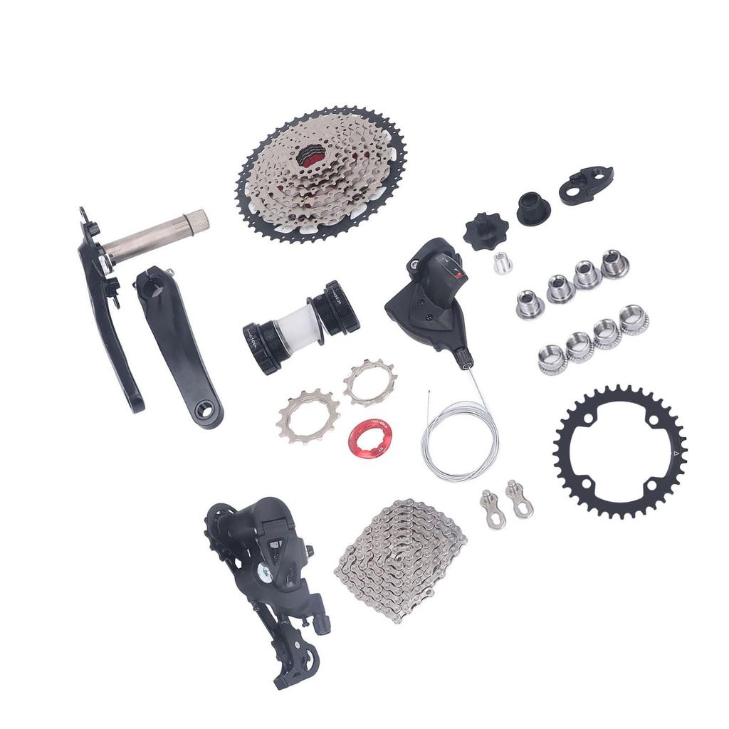 Sada 9rychlostního přehazování na kolo s 50T kazetou, sada řazení na kolo, přehazovačka, kliky, sada příslušenství pro úpravu, 36T převodník