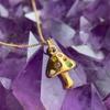 Stainless Steel Mushroom Necklace with Lucky Symbol Embedded In Zirconium Necklace, Gold-plated and Color Preserving