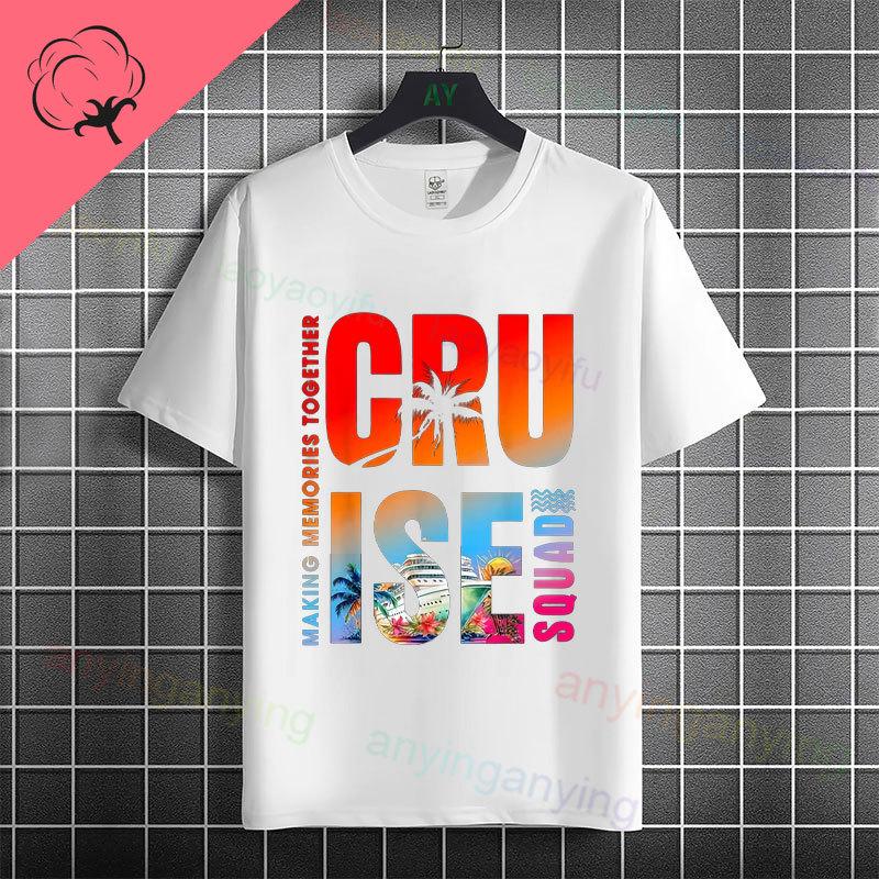 Unisex  Unisexs Family Vacation 2026 Graphic Tshirt With Retro Sunset Palm Tree Desgin Pure Cotton Short Sleeve Casual Tshirt