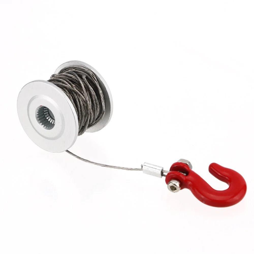 Steel Wire Rope RC Winch Spool Silver Red RC Crawler Winch Simulation Climbing Car