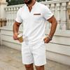 Men's Summer Plaid Pocket V-neck T-shirt & Shorts Casual Two-Piece Set