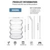 Leeseph 4Pcs Creative Glass Cups Coffee Mug Vintage Drinking Glasses Ribbed Glassware Aesthetic Cups with Straws Set