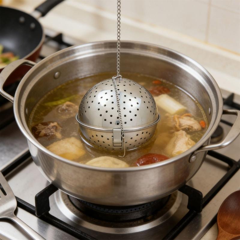 Premium 304 Stainless Steel Tea Infuser Ball with Extended Chain Hook Easy Cleaning Seasoning Ball Strainer