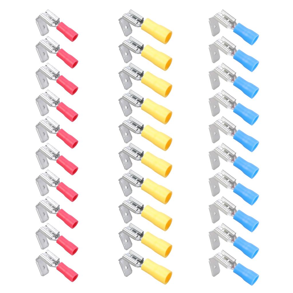 30/40pcs Piggyback Spade Connectors Quick Disconnect Kit Semi Insulated Female Male Crimp Terminals Wiring Accessories