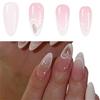 24PCS Ombres Glitters Press On Nail Medium Almond Shape White Heart Design Reusable Fake Nail ABS