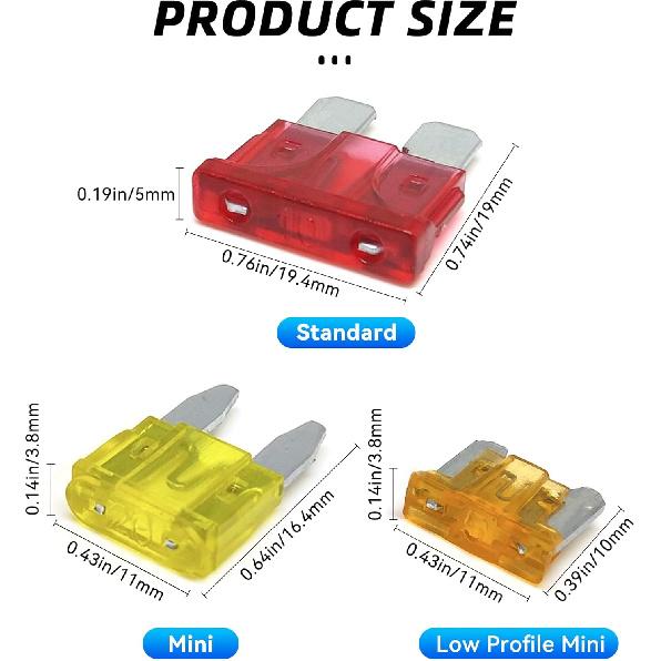 306PCS Car Fuses Assortment Kit, Mixed Vehicle Blade Standard & Mini & Low Profile Mini Fuse (2A 5A 7.5A 10A 15A 20A 25A 30A 35A),Replacement