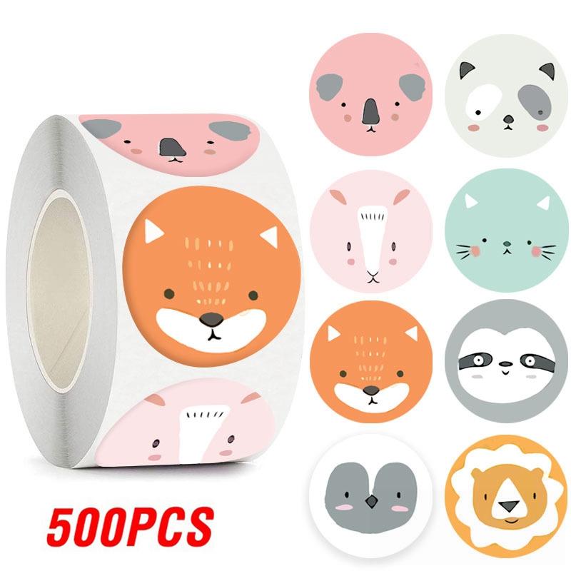 100-500pcs Cute Bear Thank You Sticker Children Sealing Labels Sticker for Gift Envelope Kid Gift Packaging Decorative Stickers