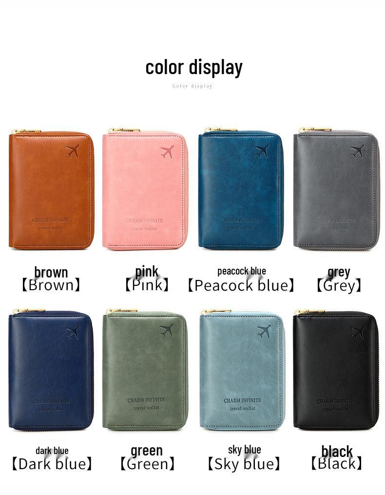 2024 RFID-Blocking Passport Holder: Multifunctional Zipper Travel Document Bag