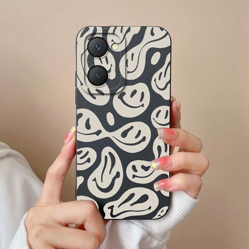 For Vivo Y03t U5x Y18i Y18t Y02t Y400 Pro iQOO Z9 Lite Fashion Label Patterns Phone Cover Screen Protector Anti Fall Shell For Vivo Silicone Soft Case