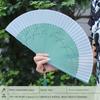 Vintage-Style Portable Green Folding Fan for Women, Suitable for Hanfu, Cheongsam, Classical Dance, and Summer Use