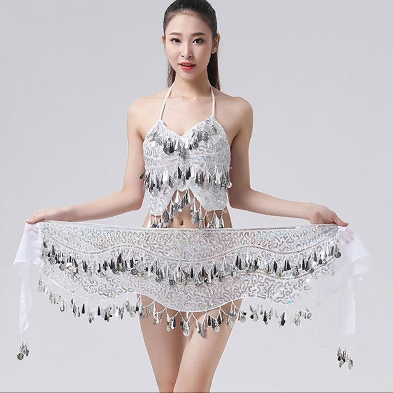 Women Belly Dance Belt Hip Scarf, Bellydance Hip Scarf Skirt Belly Dance Waist Chain with Gold Coins Belly Dance Cloth