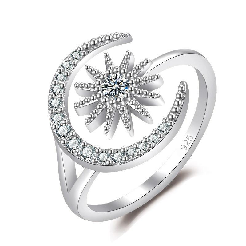 New Copper Ring 5A Zircon Stars Moons For Women Wedding Jewelry Engagement Charm Fashion High Quality Party Gifts