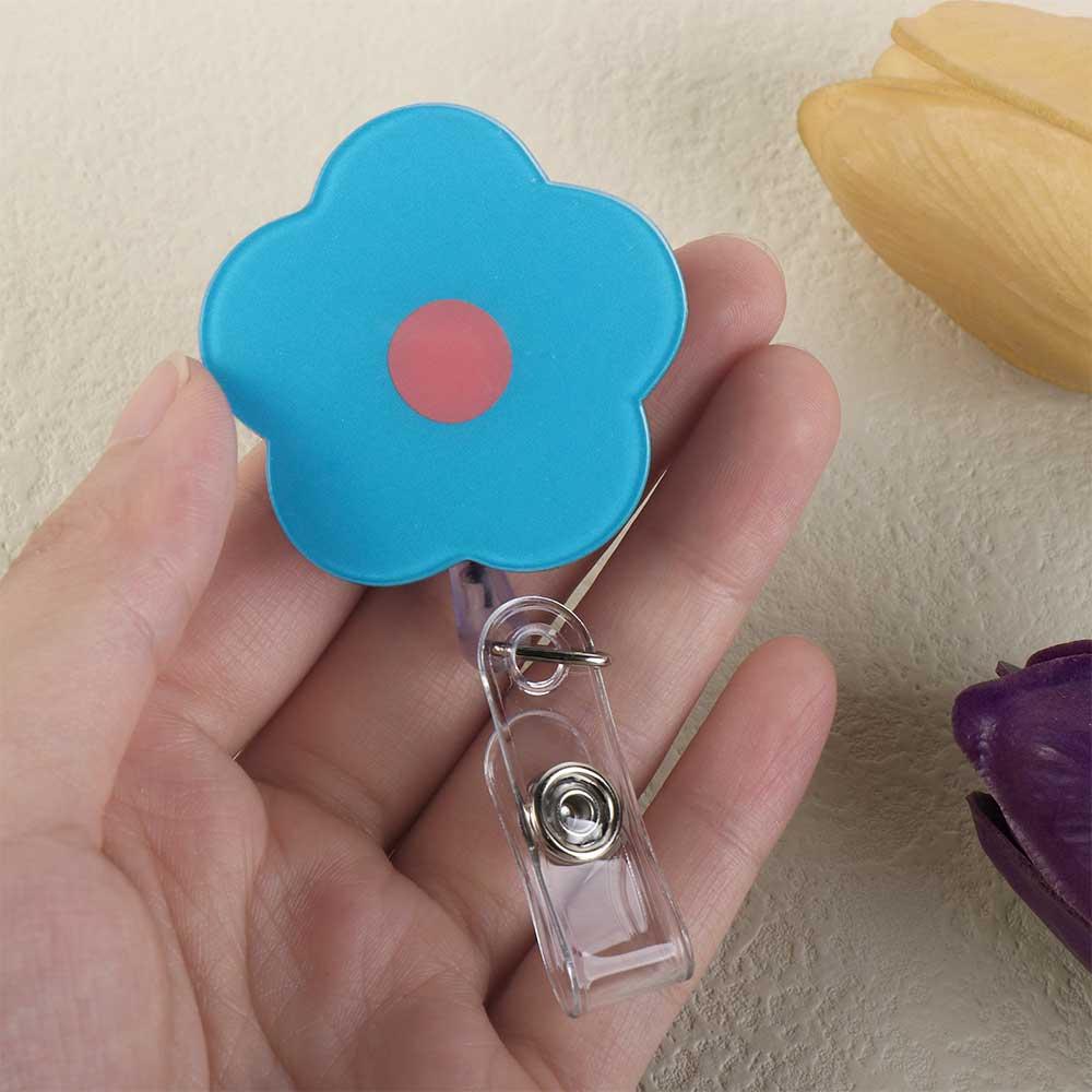 Name Tag Retractable Badge Holder Flower ID Card Holder Cartoon Easy Pull Buckle  Hospital Use