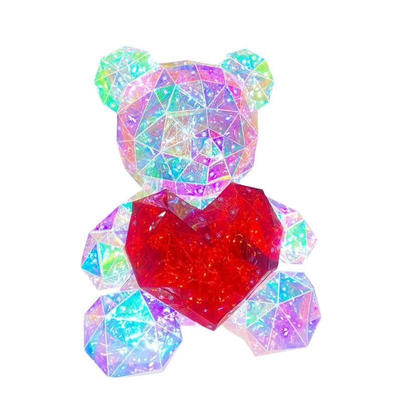 Iridescent Heart Light-Up Bear: Valentine's & Birthday Gift Souvenir 520 Qixi Ornament